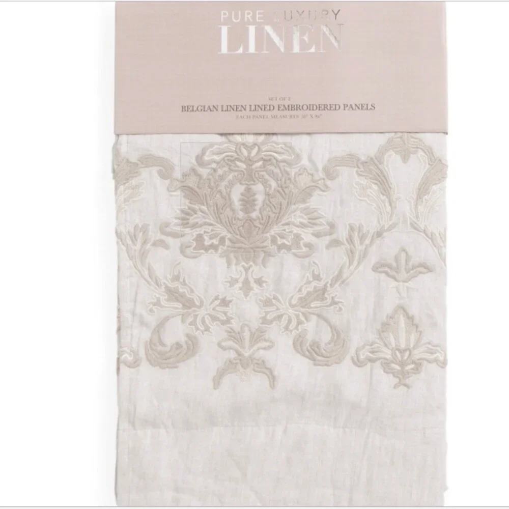 Pure Luxury Linen Belgian Embroidered Window Panels